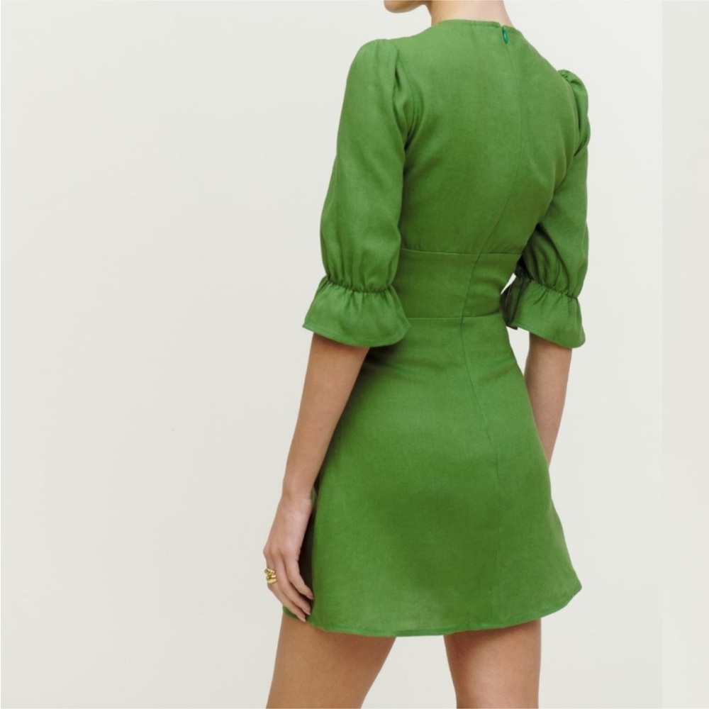 Reformation Simi Linen Mini Dress Size 12 - Picture 3 of 11